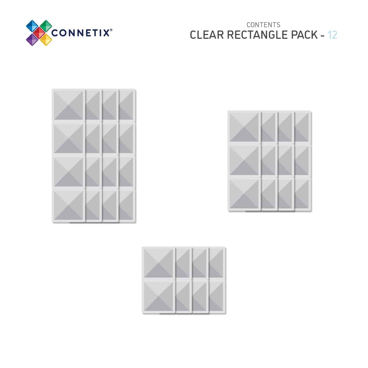 Connetix tiles - Clear Rectangle Pack 12 pc 5