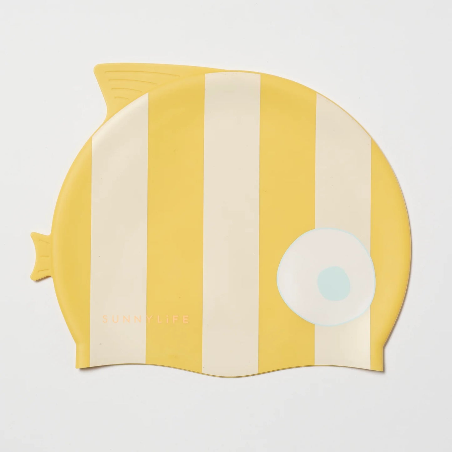SUNNYLiFE Kids Swimming Cap Finn The Fish Mustard Strip