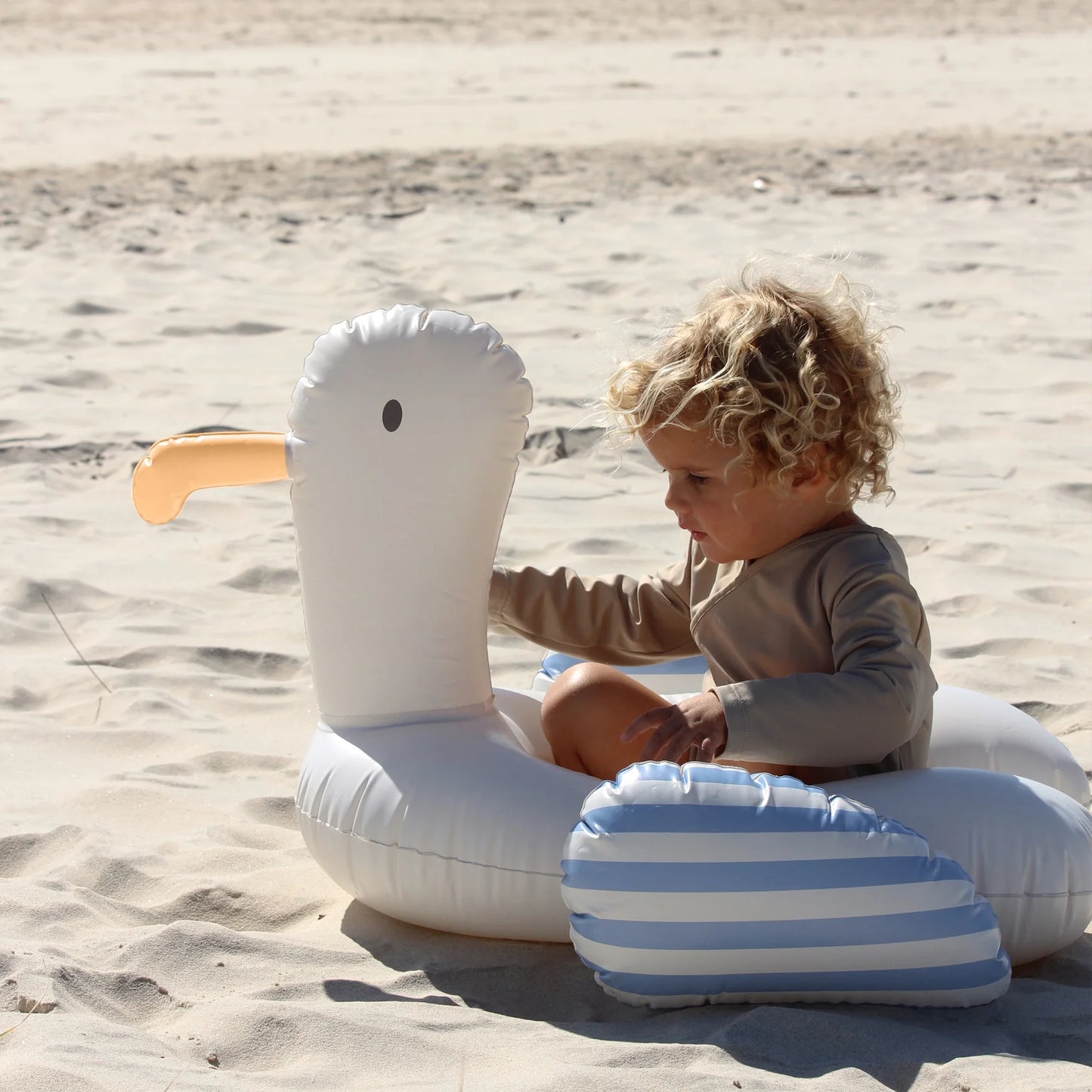 SUNNYLiFE Kids Tube Pool Ring Sid The Seagull Blue Stripe