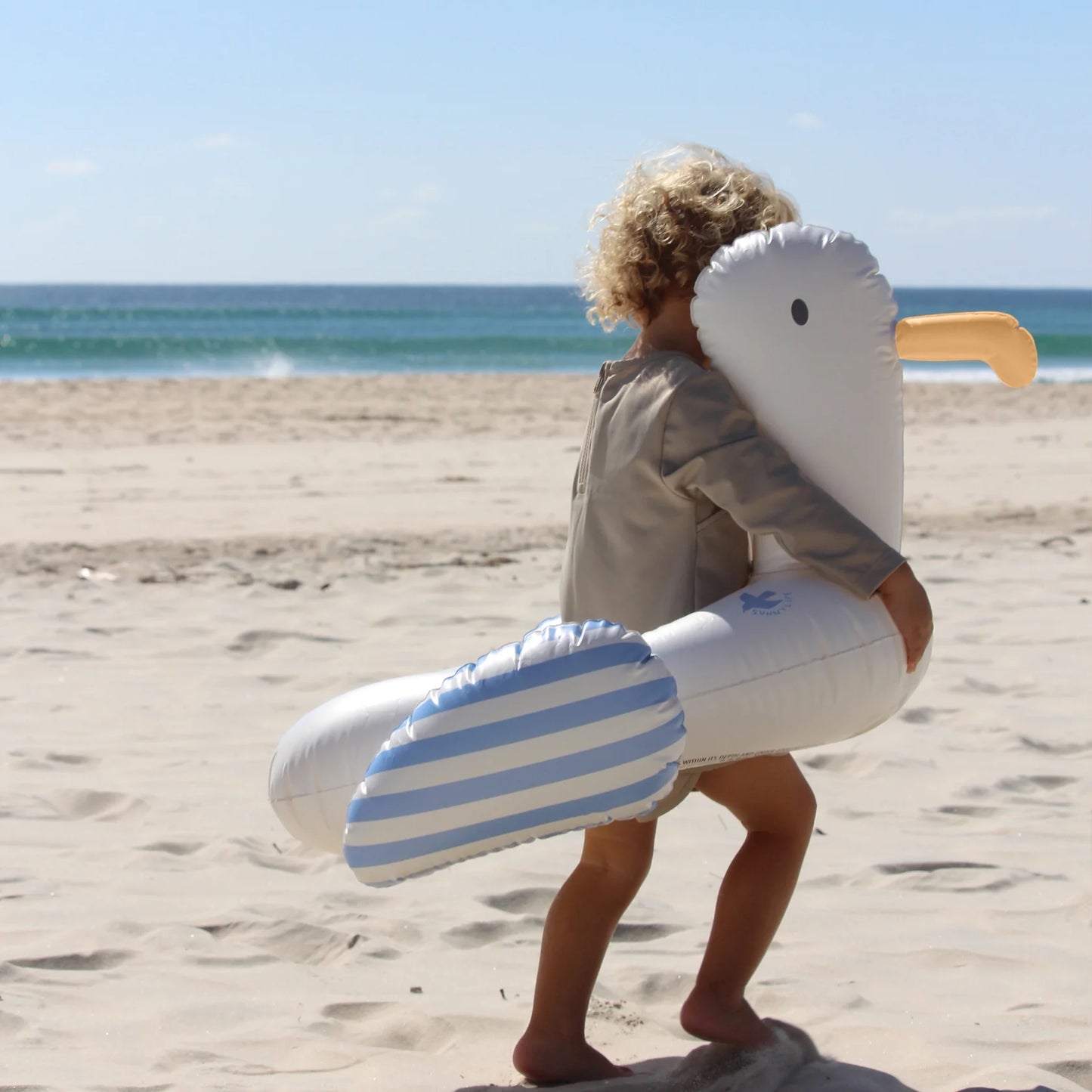 SUNNYLiFE Kids Tube Pool Ring Sid The Seagull Blue Stripe