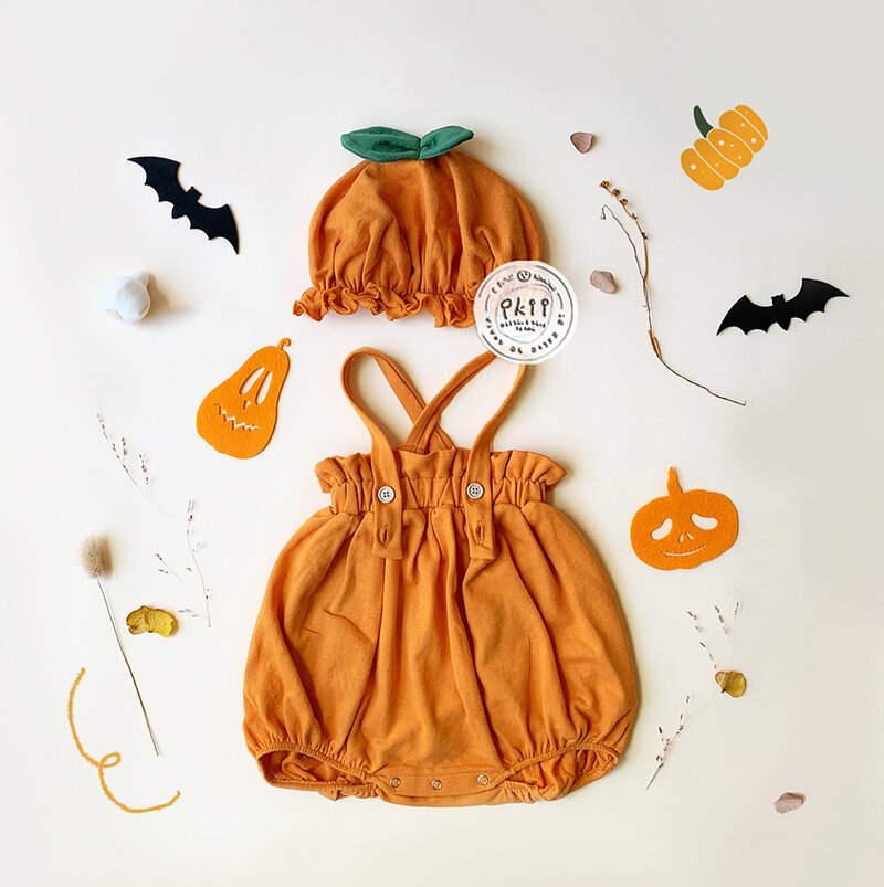 Bumpkin Suit + Bonnet Set 南瓜連衣衫 (Size XS - 12 months)