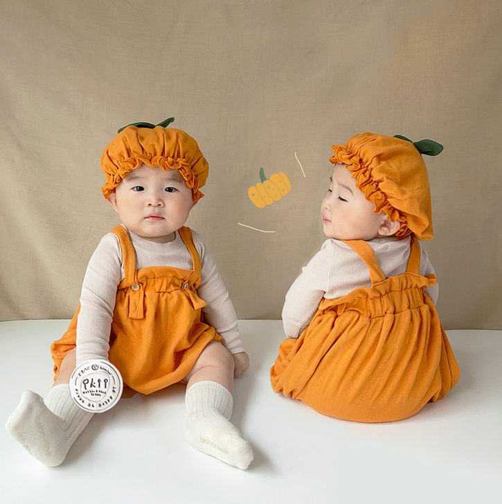 Bumpkin Suit + Bonnet Set 南瓜連衣衫 (Size XS - 12 months)