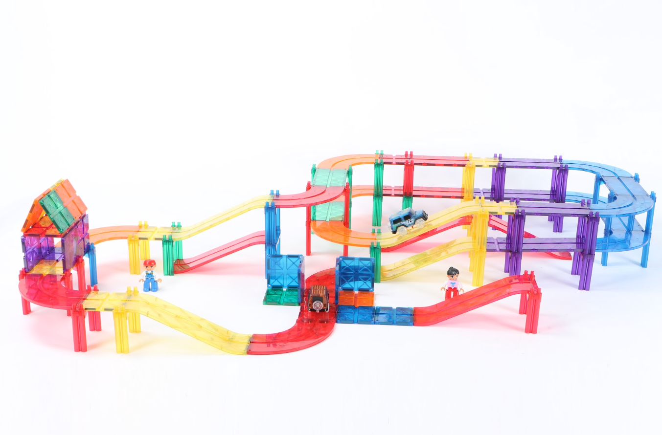 男孩至愛! MNTL - Mag Car Track Toy Set  電力軌道車 108PCs